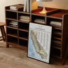 Surf Map of California - Shutter and Frame