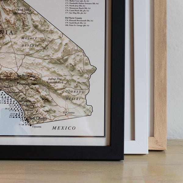 Surf Map of California - Shutter and Frame