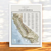 Surf Map of California - Shutter and Frame