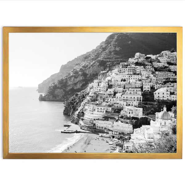 a black and white photo of a village on a cliff