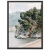 a picture of a rocky beach with trees on it