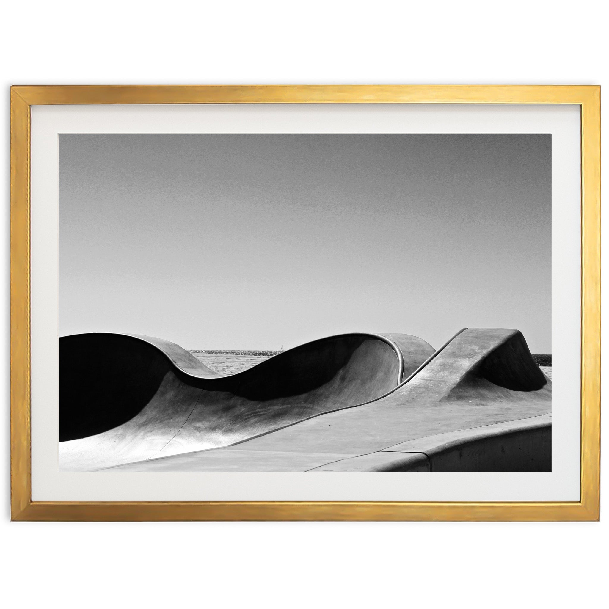 a black and white photo with a gold frame