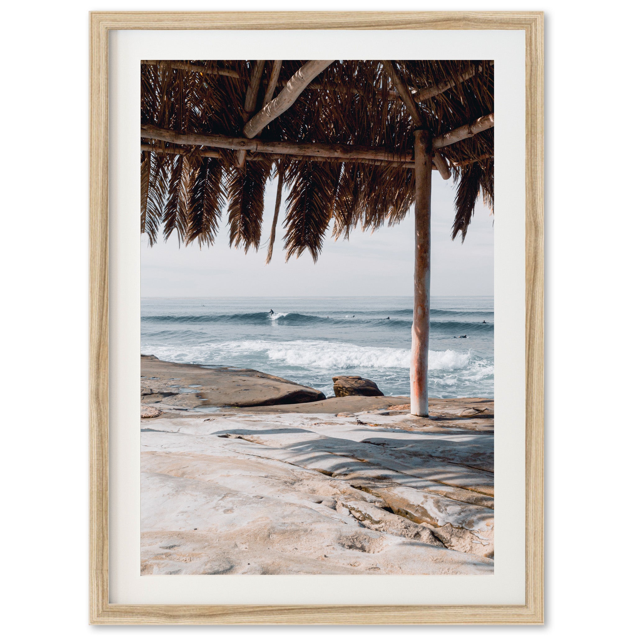 a picture of a beach under a palm tree