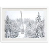 a black and white photo of a ski lift