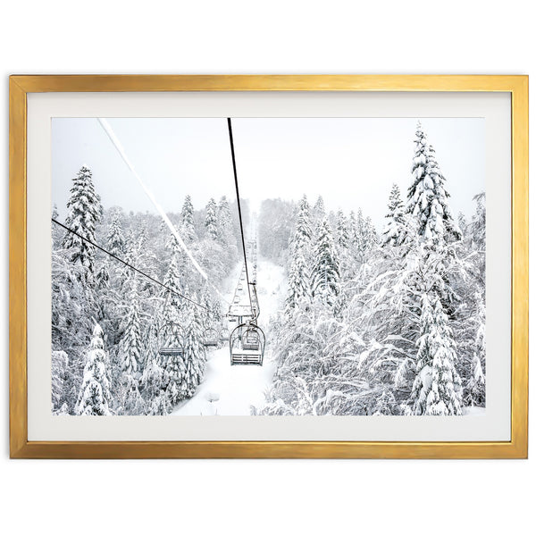 a picture of a ski lift in a snowy forest