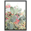 a picture of a cactus with red flowers in the background