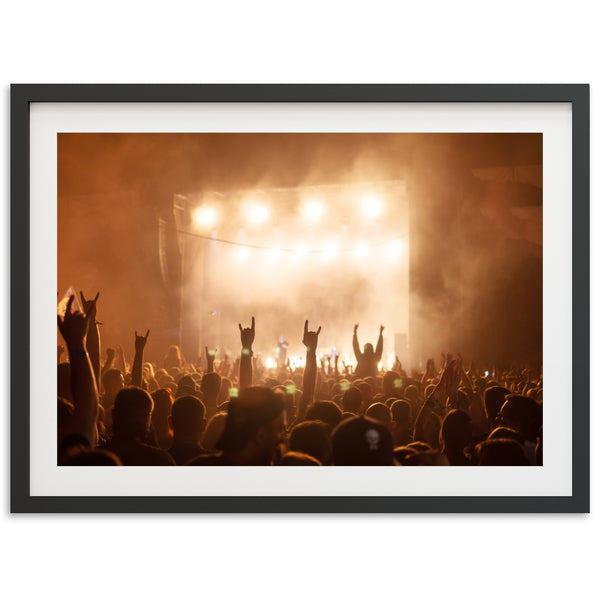 a crowd of people at a concert with their hands in the air