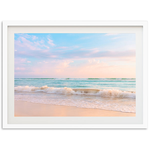 a picture of a beach with waves coming in