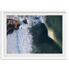 an aerial view of the ocean with a white frame