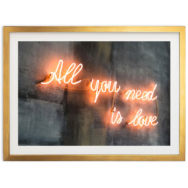 a picture of a neon sign that says all you need is love