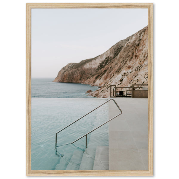 a picture of a pool with a mountain in the background