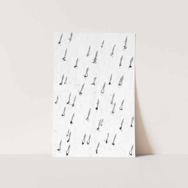 a white card with black birds on it