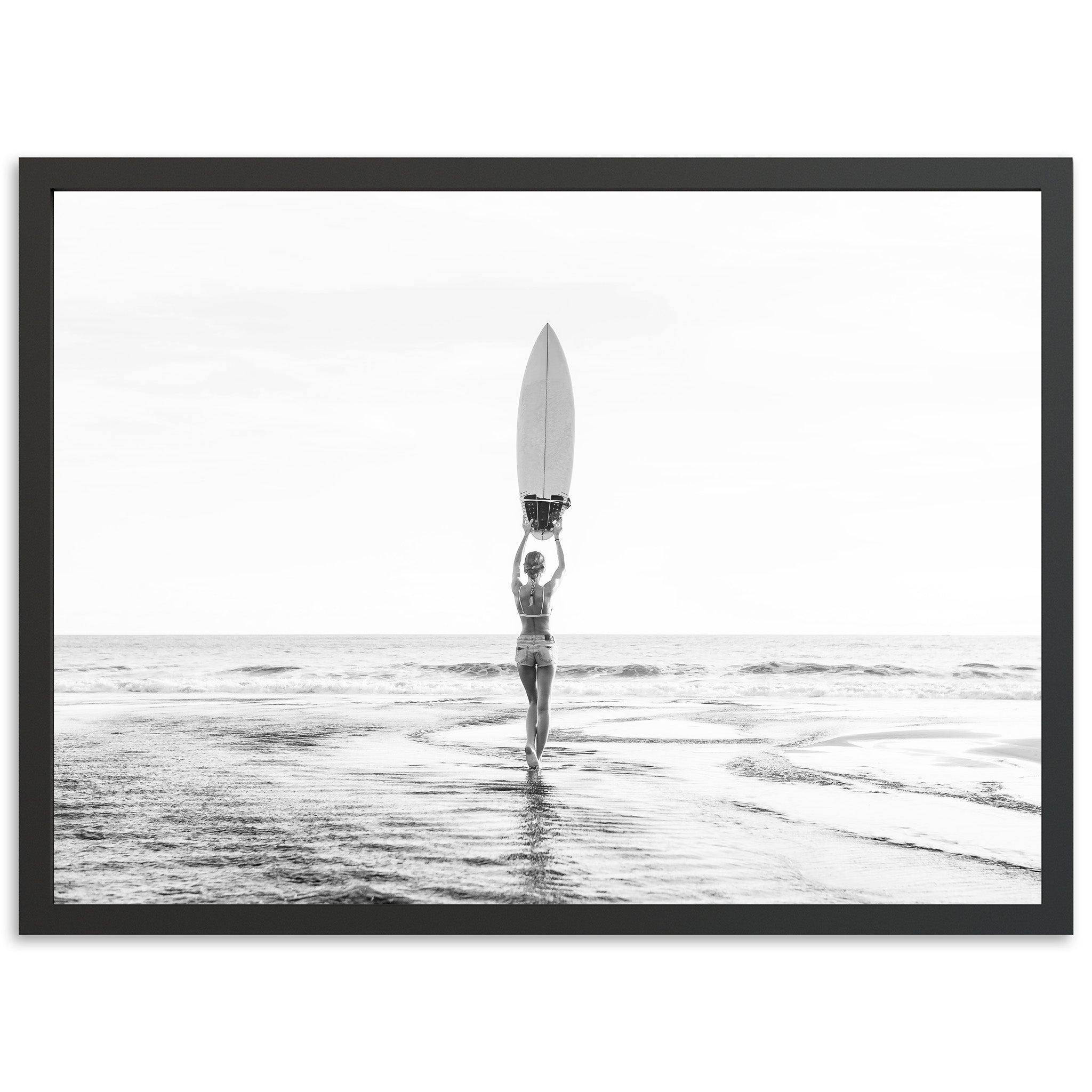 a person holding a surfboard on top of a body of water