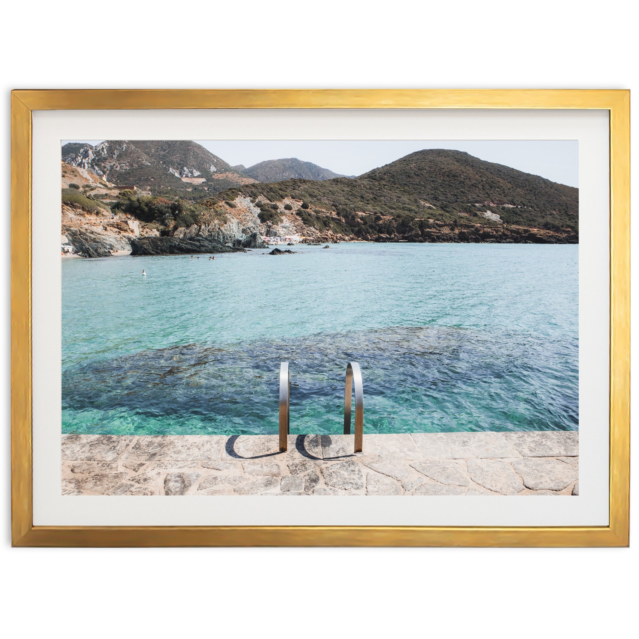 a picture of two metal railings in front of a body of water