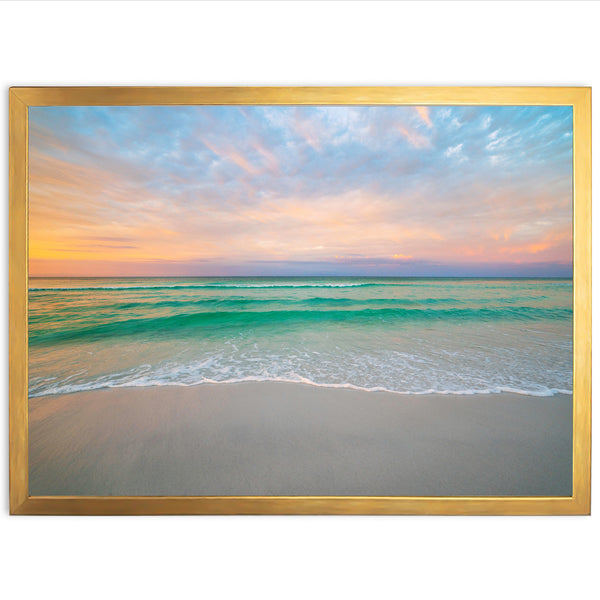 a painting of a sunset over the ocean